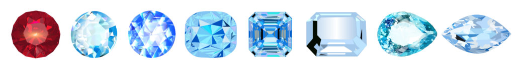 cut precious gem stones set of forms