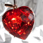 Red presious stone pendant in heart shape Ruby heart-shaped precious stone